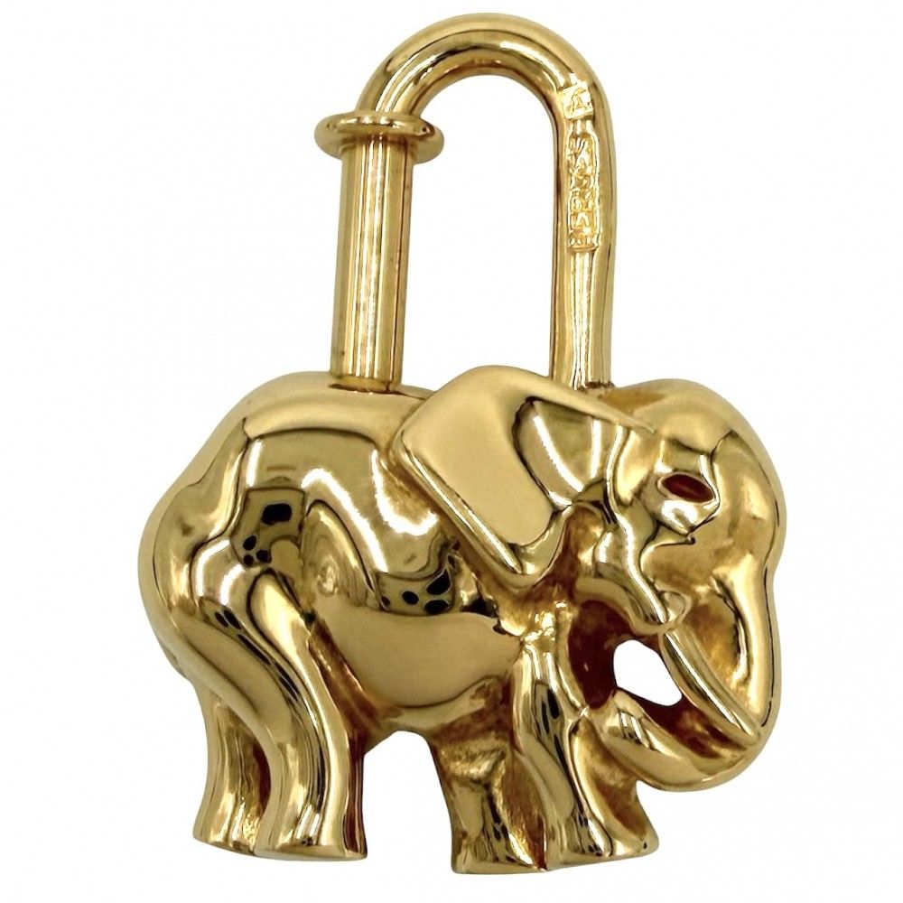 Hermes Pendant Elephant Cadena Padlock Bag Charm Gold