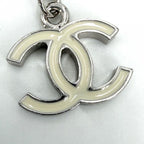 Chanel Necklace CC Logo Silver White — view 5