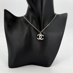 Chanel Necklace CC Logo Silver White — view 2