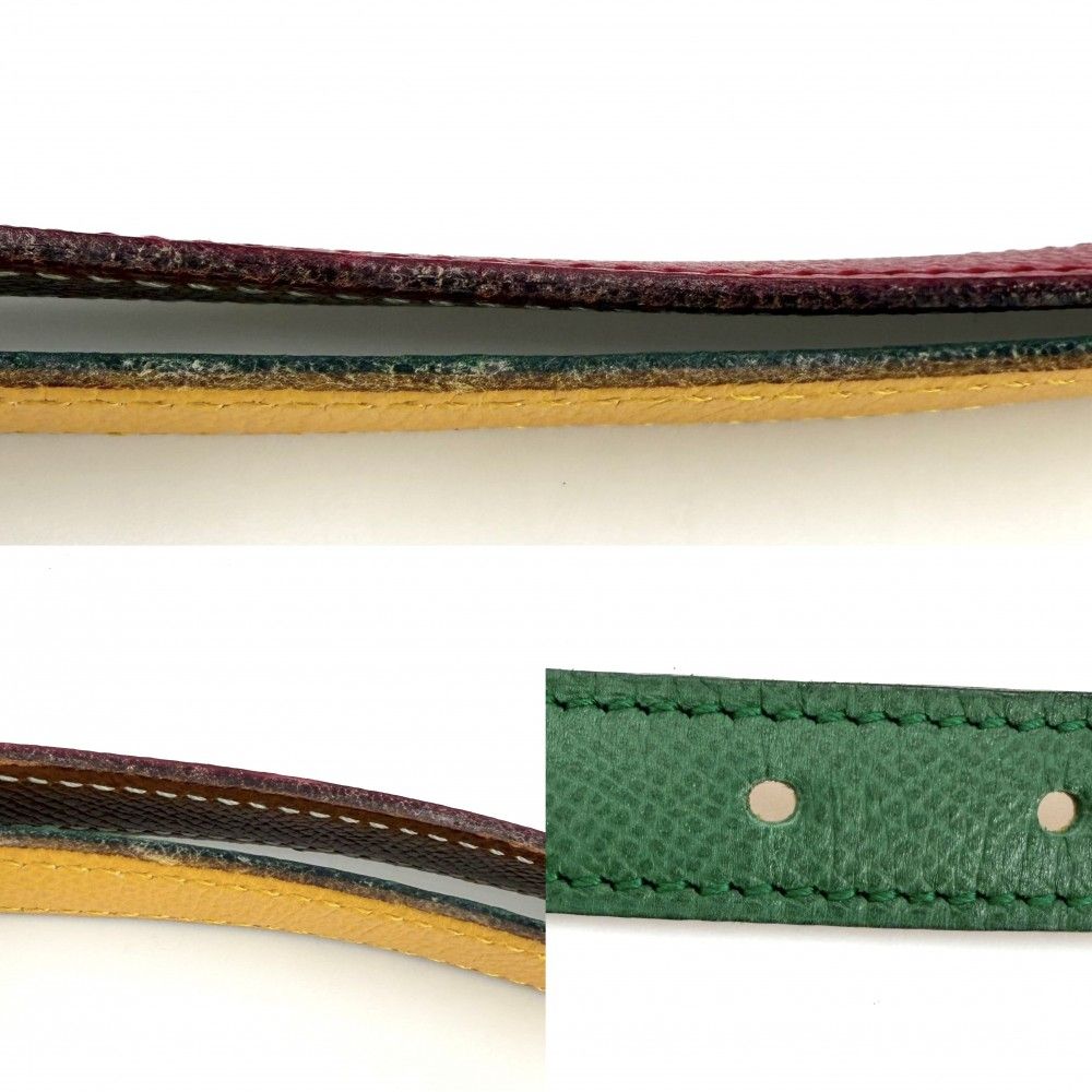 Hermes Belt Reversible 90 Leather Red Green Gold — view 4