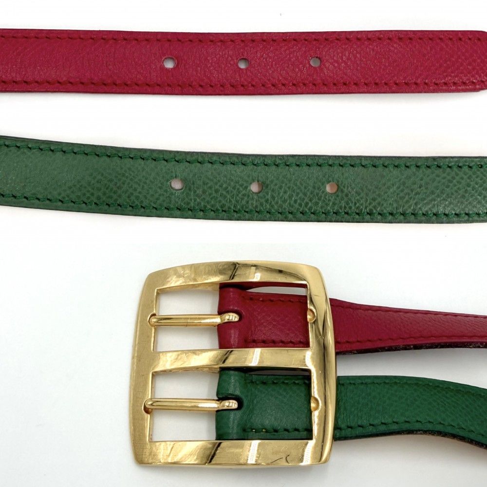 Hermes Belt Reversible 90 Leather Red Green Gold — view 2