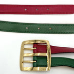 Hermes Belt Reversible 90 Leather Red Green Gold — view 2