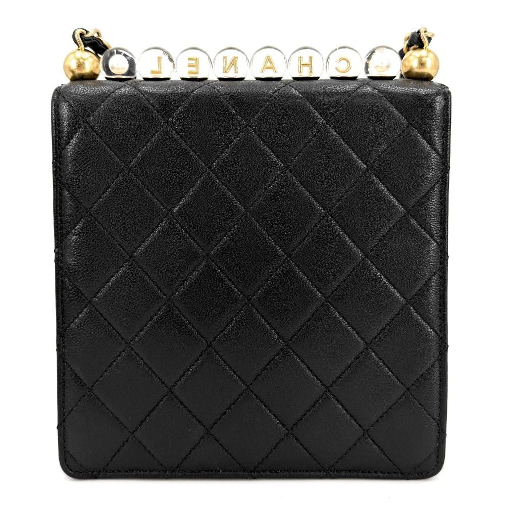Chanel Shoulder Bag Quilted Logo Chain CC Crossbody Leather Black Gold — view 2
