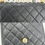 Chanel Shoulder Bag Quilted Logo Chain CC Crossbody Leather Black Gold — view 6
