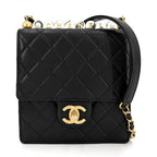 Chanel Shoulder Bag Quilted Logo Chain CC Crossbody Leather Black Gold