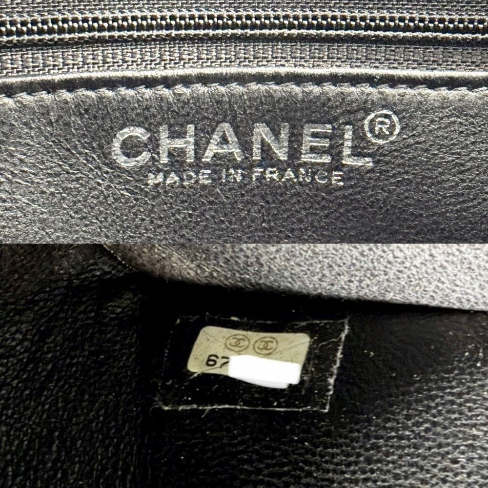 Chanel Handbag Quilted Reissue Tote CC Logo Shoulder Caviar Leather Black Silver — view 5