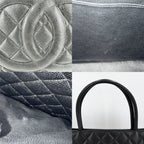 Chanel Handbag Quilted Reissue Tote CC Logo Shoulder Caviar Leather Black Silver — view 6