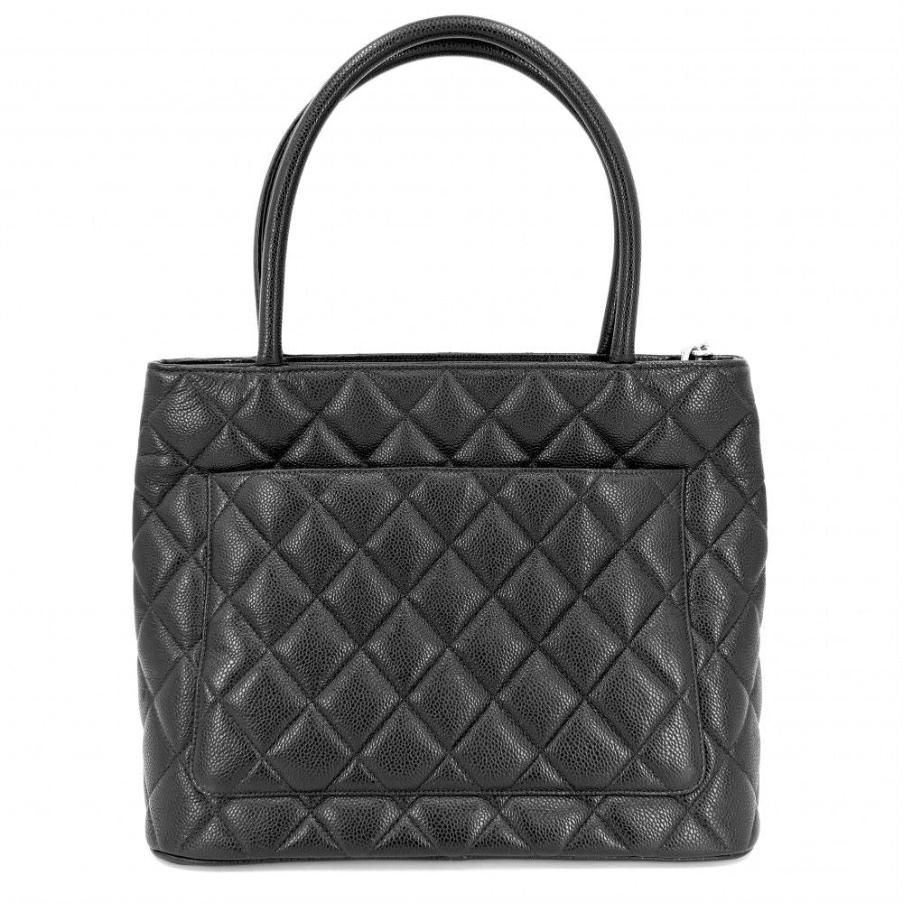 Chanel Handbag Quilted Reissue Tote CC Logo Shoulder Caviar Leather Black Silver — view 2