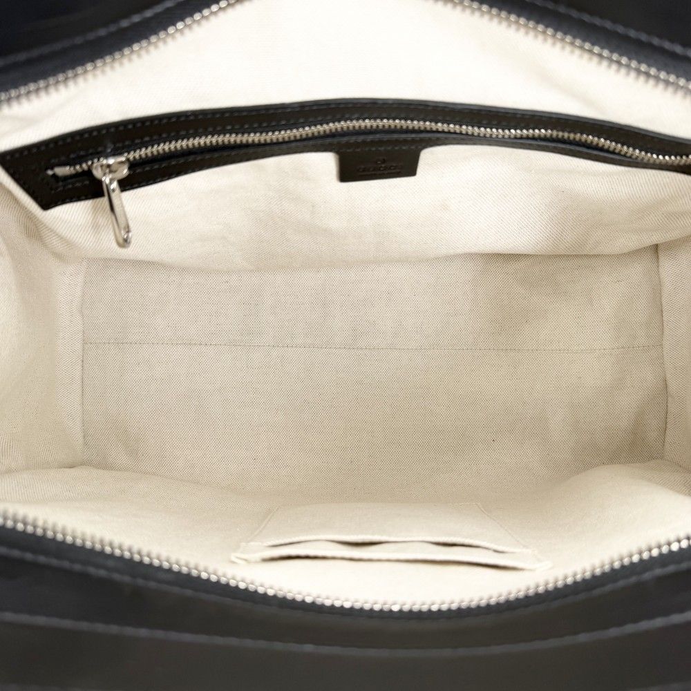 Gucci Tote GG Embossed Handbag Shoulder Leather Black Silver — view 4