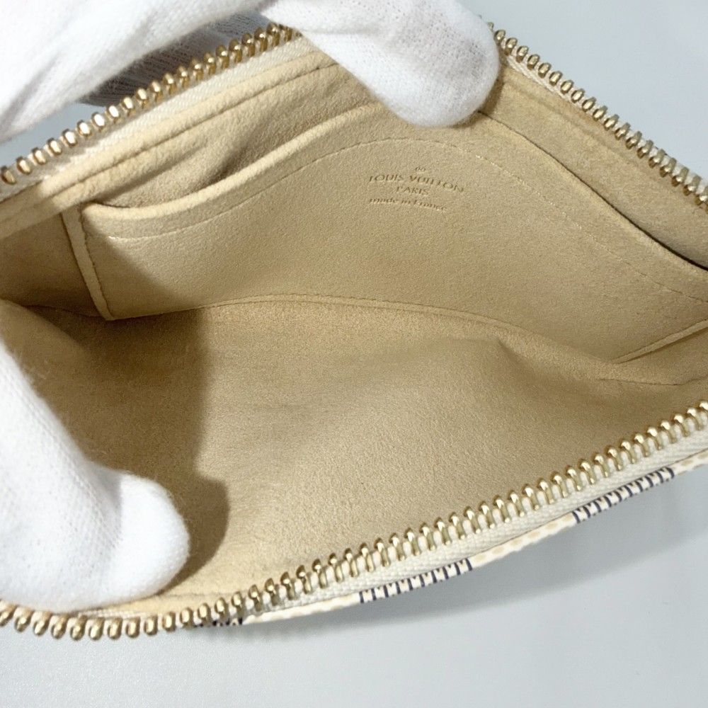 Louis Vuitton Handbag Pochette Mila MM Pouch Chain Damier Azur Canvas White Gold — view 4