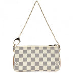 Louis Vuitton Handbag Pochette Mila MM Pouch Chain Damier Azur Canvas White Gold — view 2