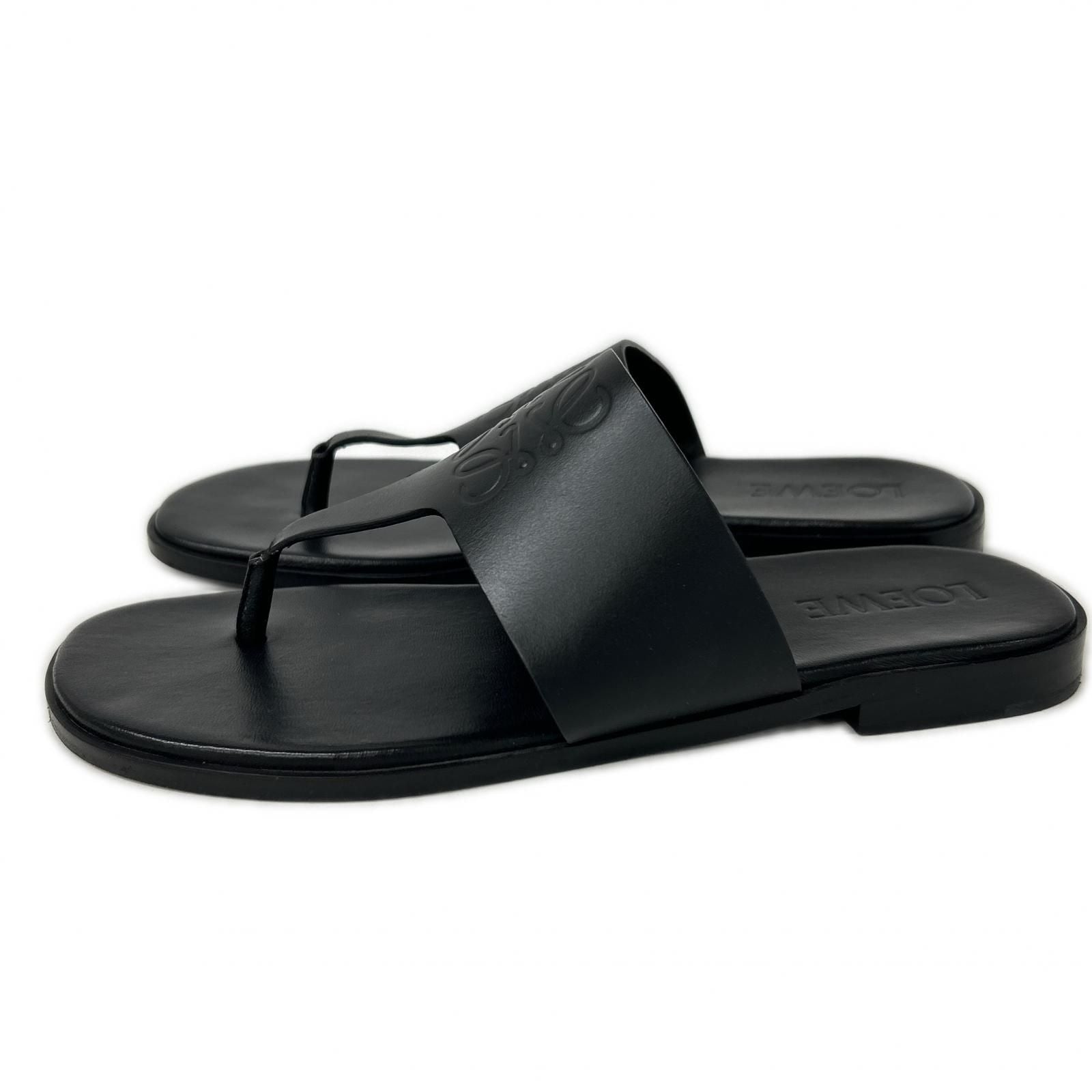 Loewe Anagram Flip Flop Embossed Leather Thong Sandals — view 2