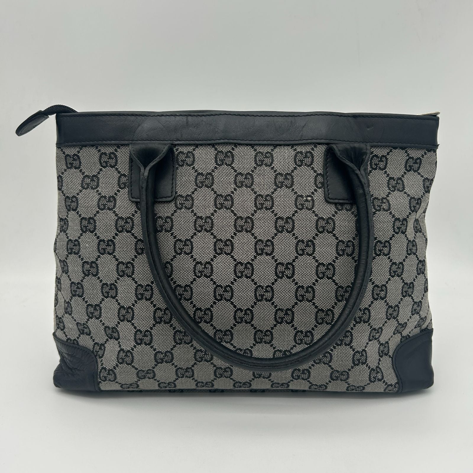 Gucci Tote GG All Over Pattern Canvas Shoulder Leather