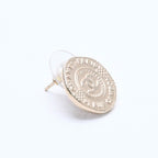 Chanel Earrings CC Logo Coin Motif Gold — view 4