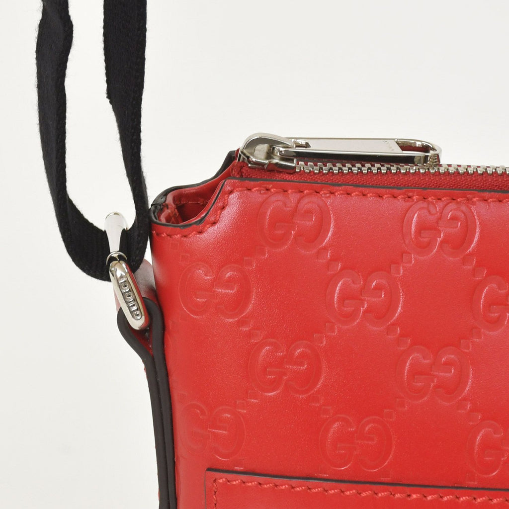 Gucci Shoulder Bag Guccissima Red Silver — view 7