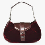 Dior Burgundy Wine Red Velour Bucket Bag Patent Leather