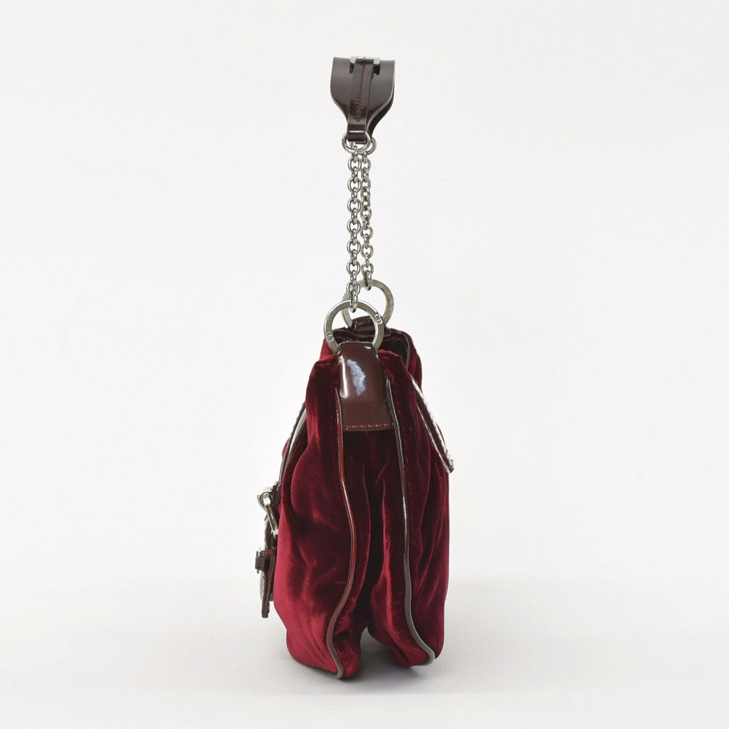 Dior Burgundy Wine Red Velour Bucket Bag Patent Leather — view 3