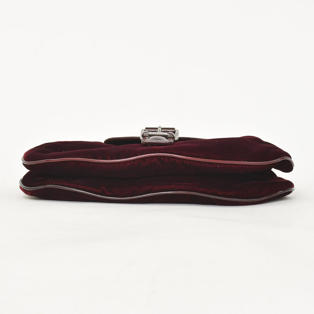 Dior Burgundy Wine Red Velour Bucket Bag Patent Leather — view 7