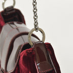 Dior Burgundy Wine Red Velour Bucket Bag Patent Leather — view 5