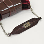 Dior Burgundy Wine Red Velour Bucket Bag Patent Leather — view 6