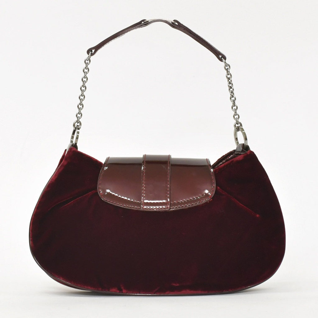 Dior Burgundy Wine Red Velour Bucket Bag Patent Leather — view 2