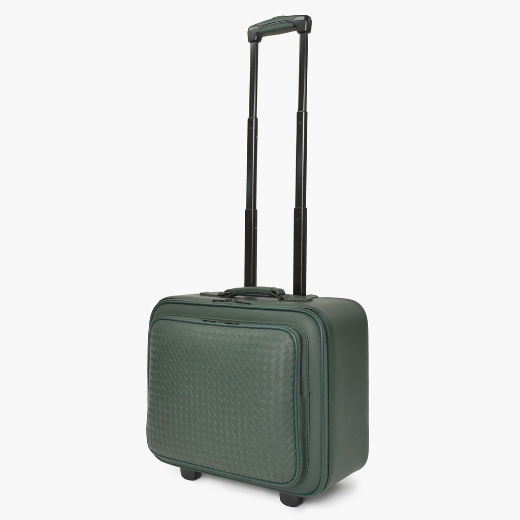 Bottega Veneta Carry Case Suitcase Intrecciato Dark Green Black Travel Bag — view 4