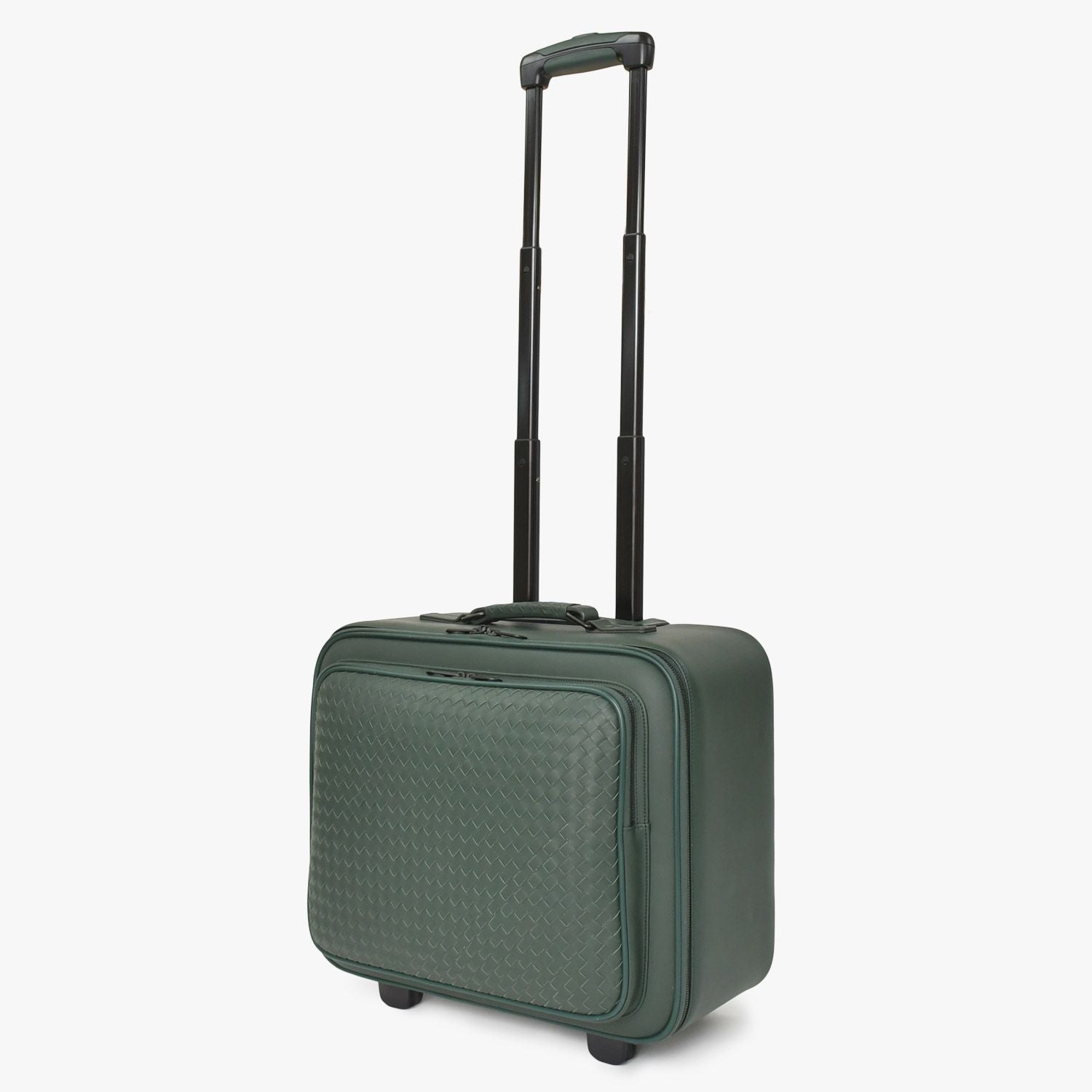 Bottega Veneta Carry Case Suitcase Intrecciato Dark Green Black Travel Bag — view 4