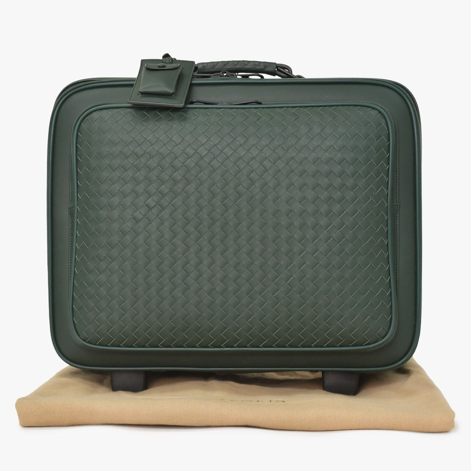 Bottega Veneta Carry Case Suitcase Intrecciato Dark Green Black Travel Bag
