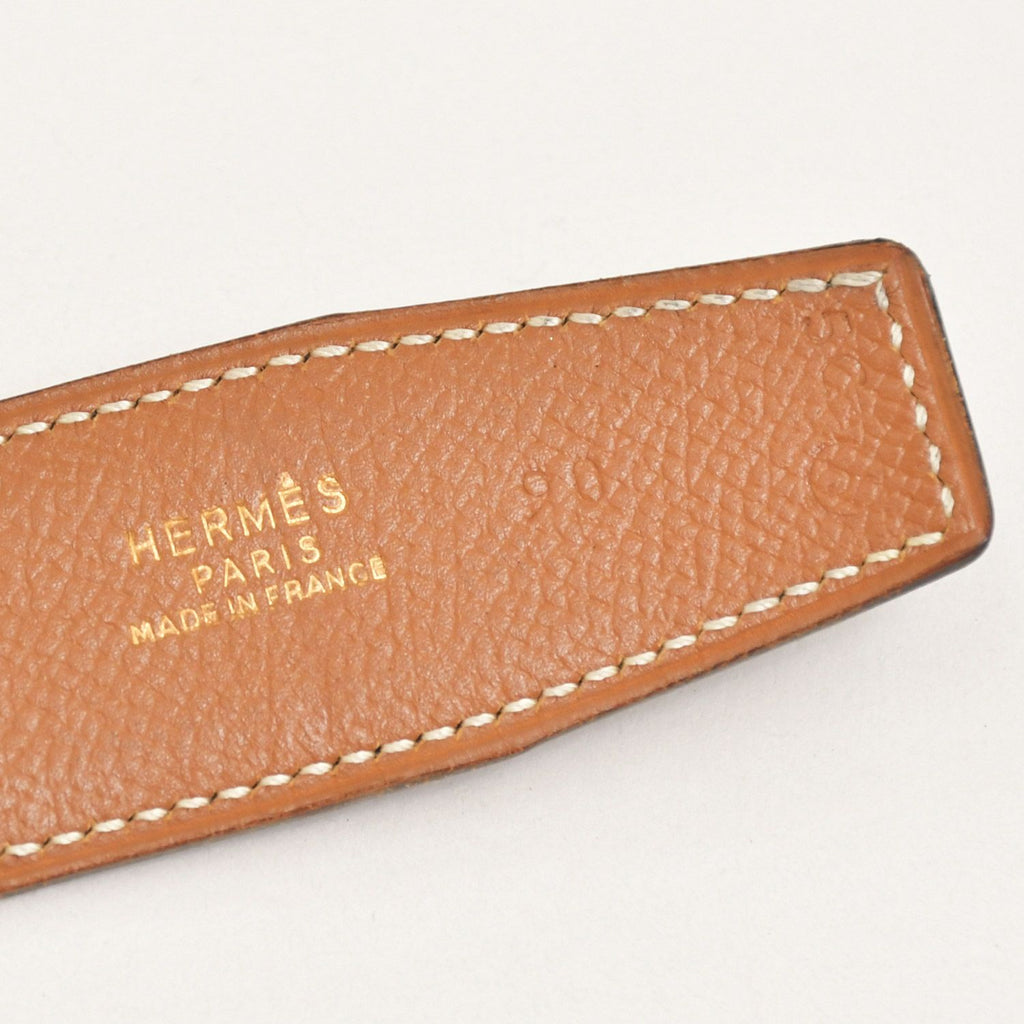 Hermes Elephant Motif Belt 5 Statue Gold Buckle Leather Plated Black Brown — view 4