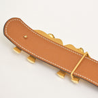 Hermes Elephant Motif Belt 5 Statue Gold Buckle Leather Plated Black Brown — view 5