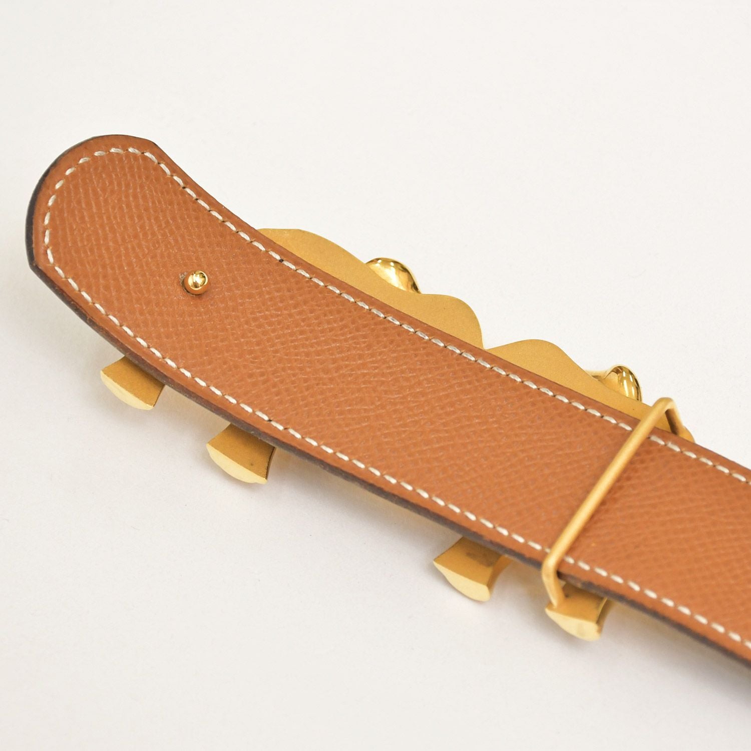 Hermes Elephant Motif Belt 5 Statue Gold Buckle Leather Plated Black Brown — view 5
