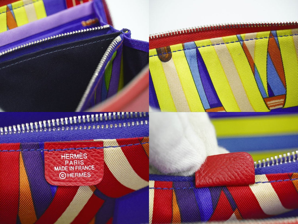 Hermes Azap Silk in Long Epsom Zip Around Wallet Rouge Casac — view 9