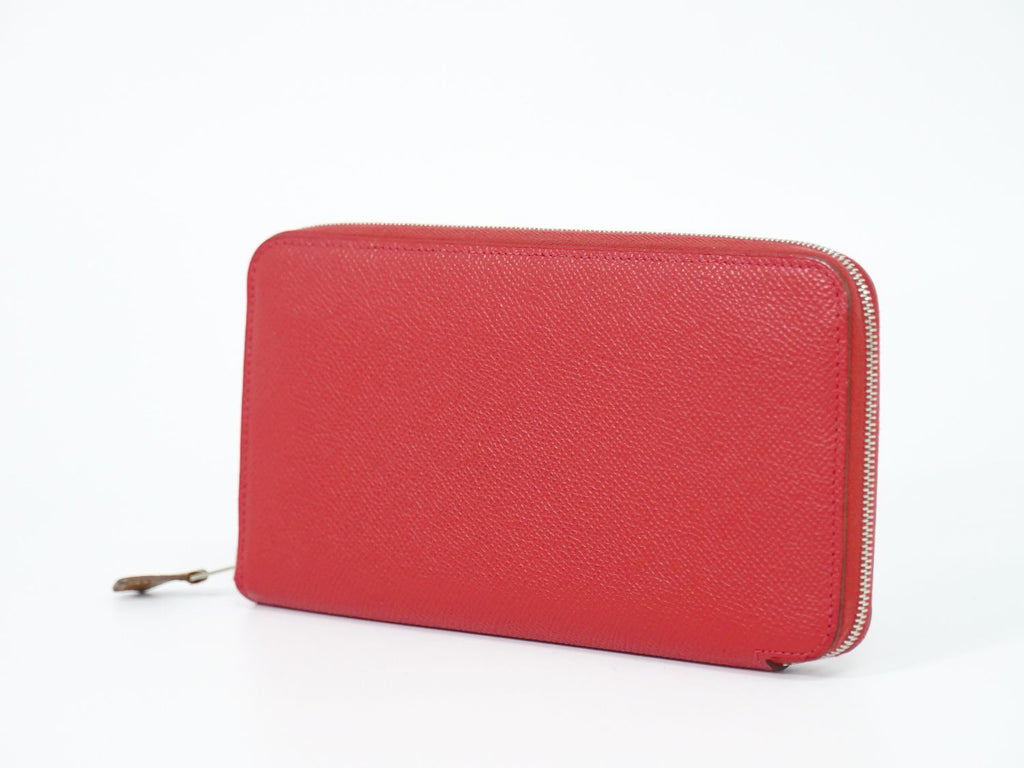 Hermes Azap Silk in Long Epsom Zip Around Wallet Rouge Casac — view 2