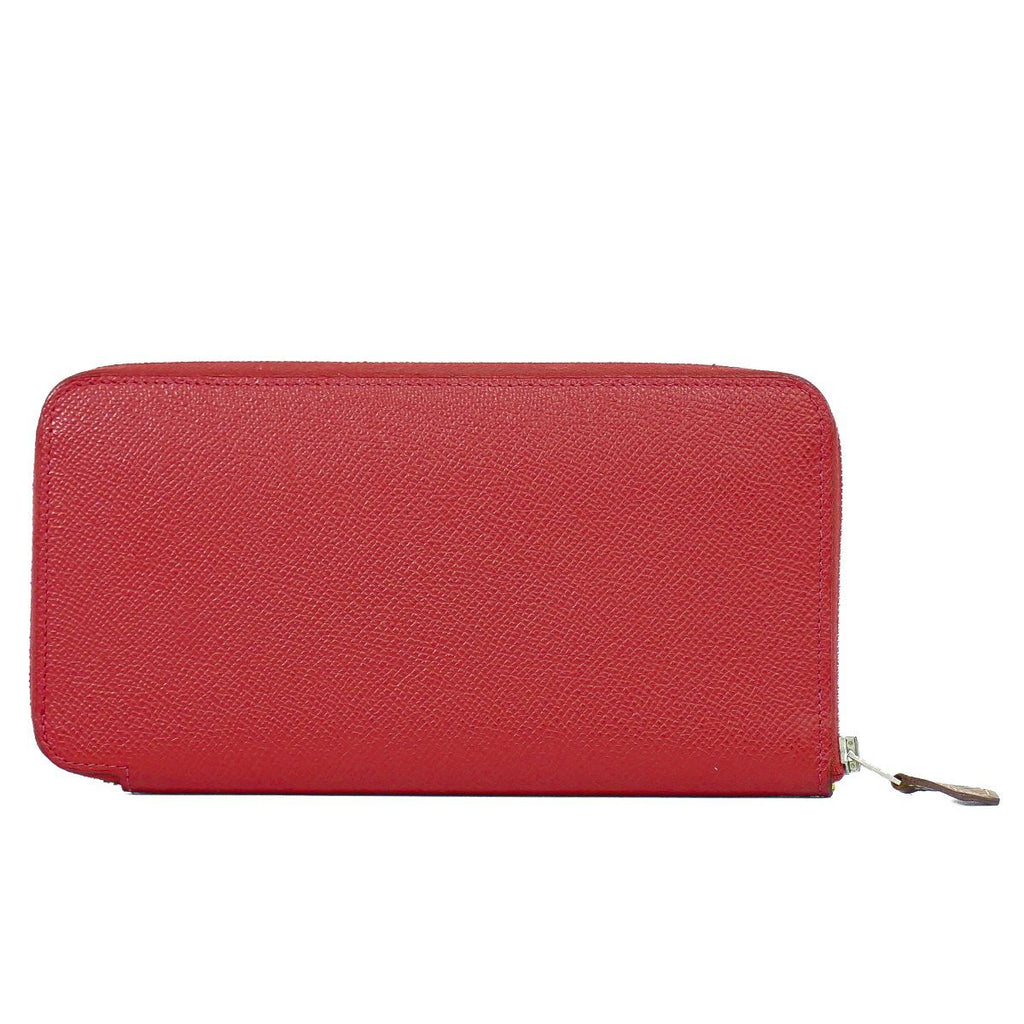 Hermes Azap Silk in Long Epsom Zip Around Wallet Rouge Casac