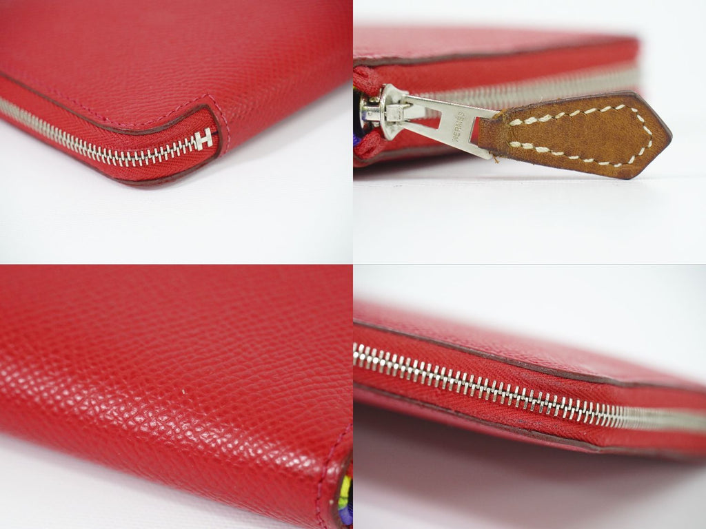 Hermes Azap Silk in Long Epsom Zip Around Wallet Rouge Casac — view 6
