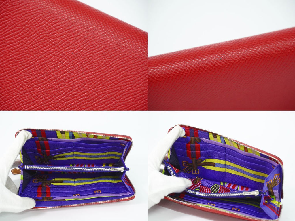 Hermes Azap Silk in Long Epsom Zip Around Wallet Rouge Casac — view 7
