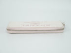 Chanel Deauville CC Logo Zip Around Wallet Canvas White Pink — view 5