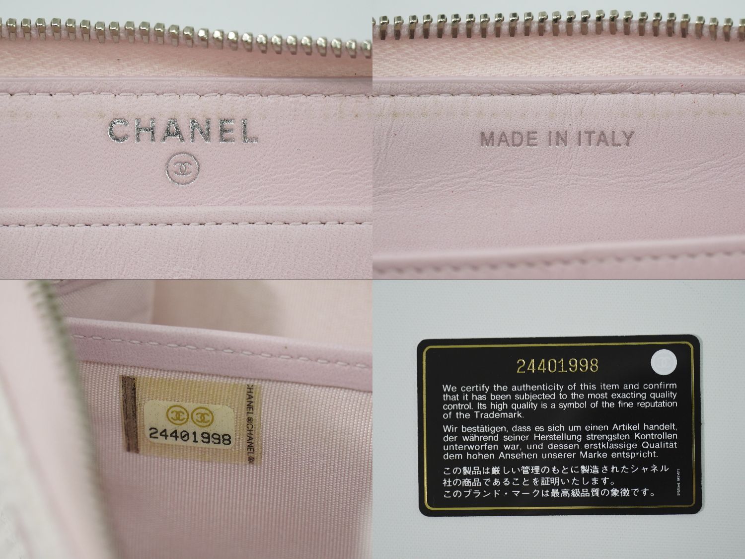 Chanel Deauville CC Logo Zip Around Wallet Canvas White Pink — view 9