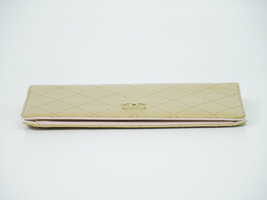 Chanel CC Logo Quilted Wallet Leather Gold — view 3