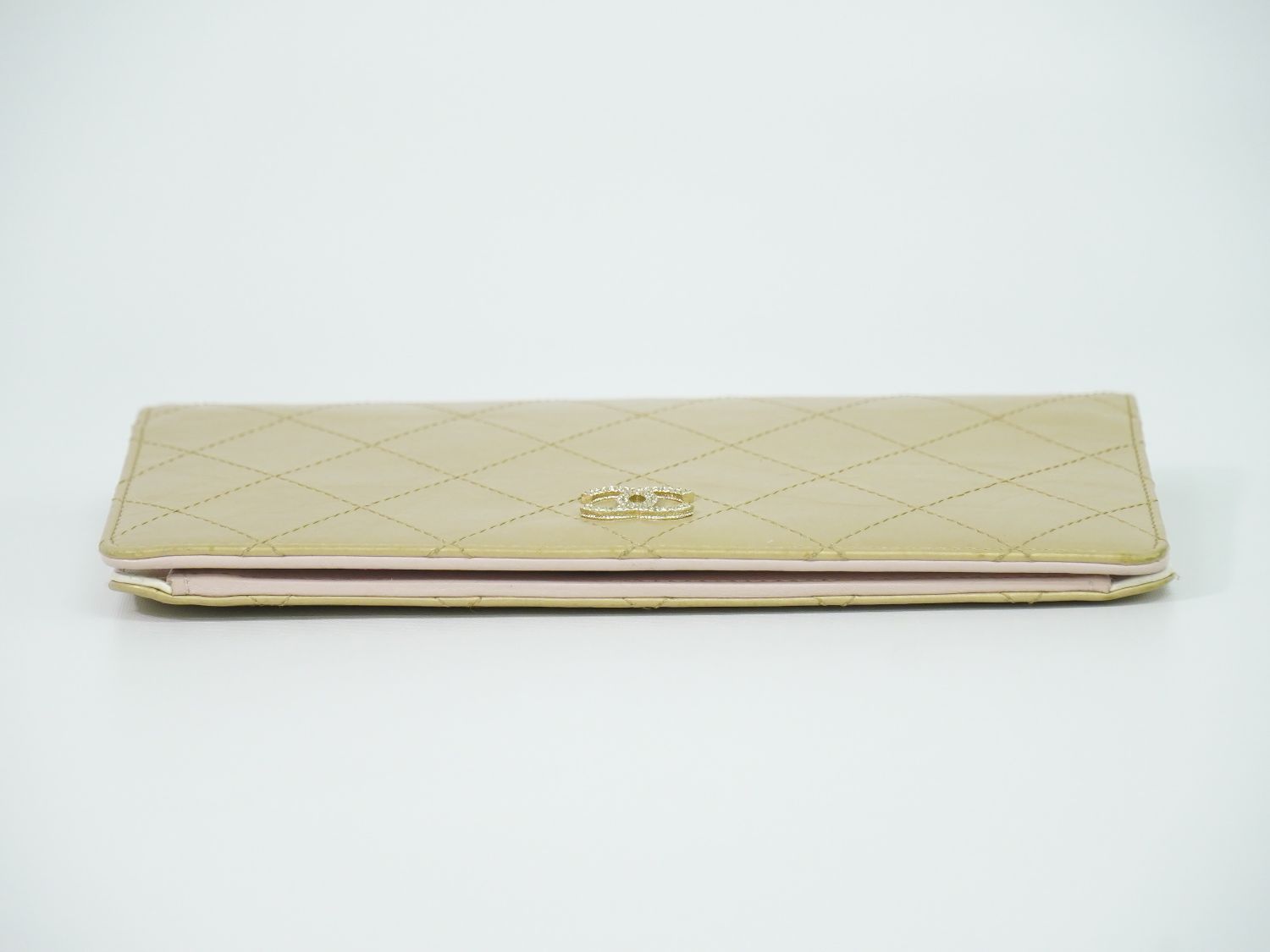 Chanel CC Logo Quilted Wallet Leather Gold — view 3