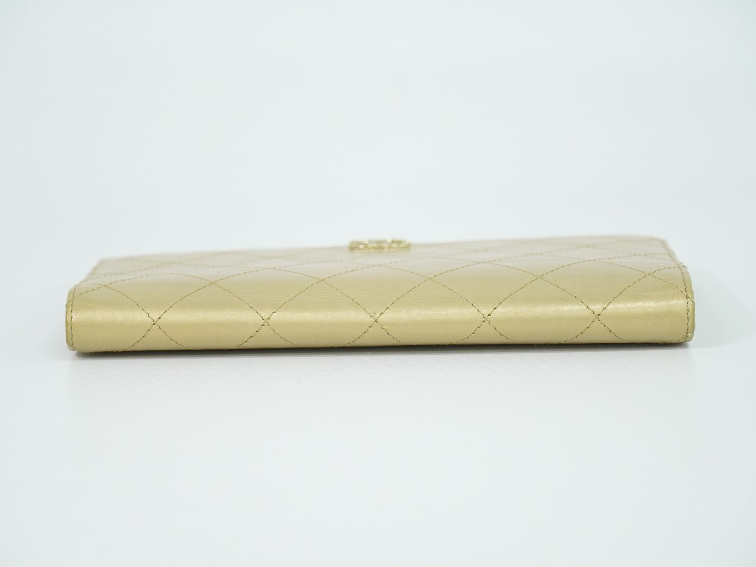 Chanel CC Logo Quilted Wallet Leather Gold — view 5