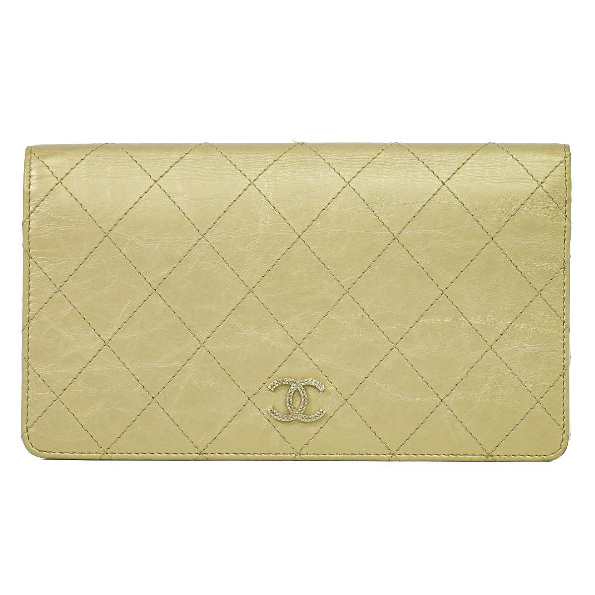 Chanel CC Logo Quilted Wallet Leather Gold