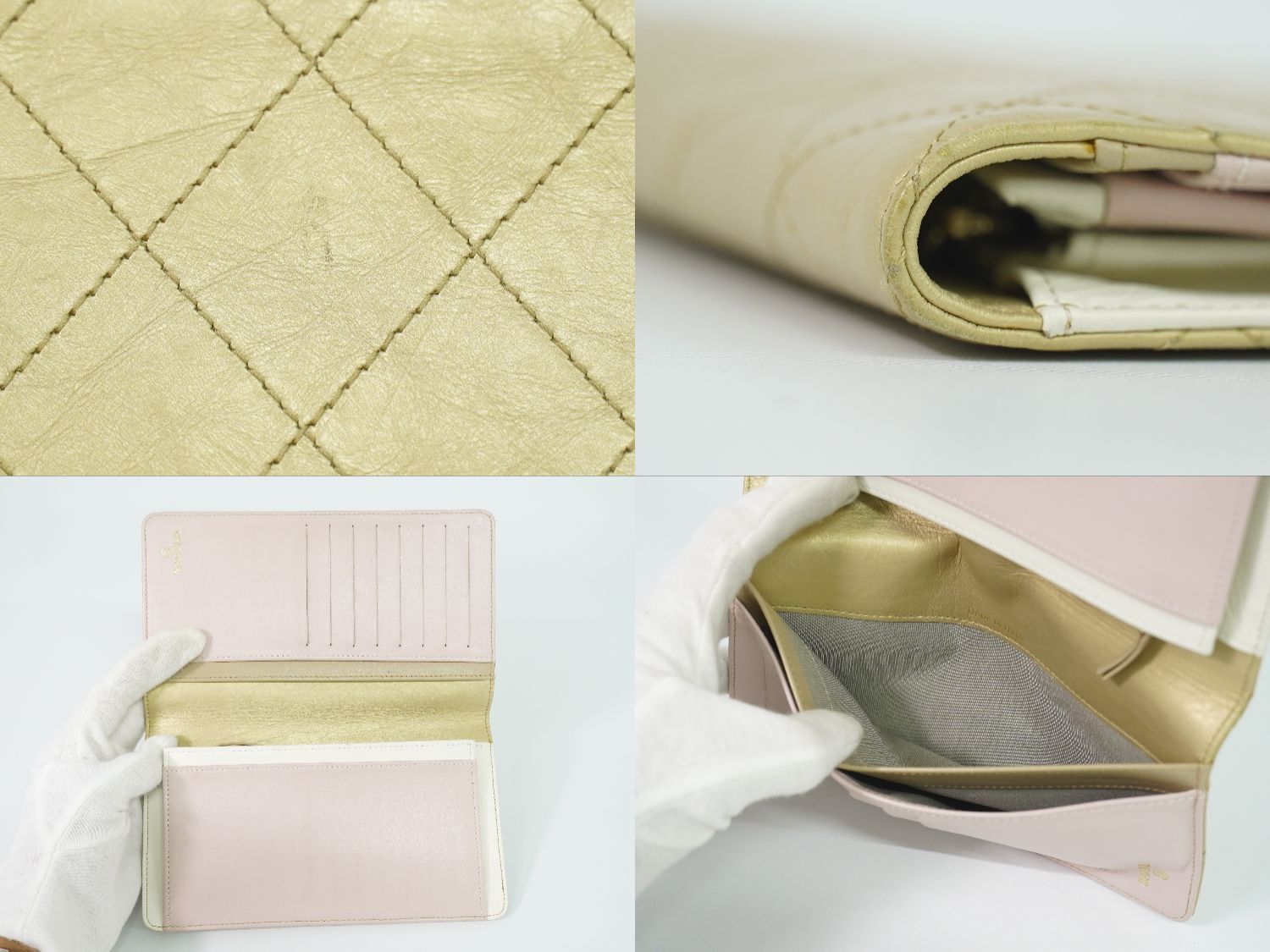 Chanel CC Logo Quilted Wallet Leather Gold — view 7