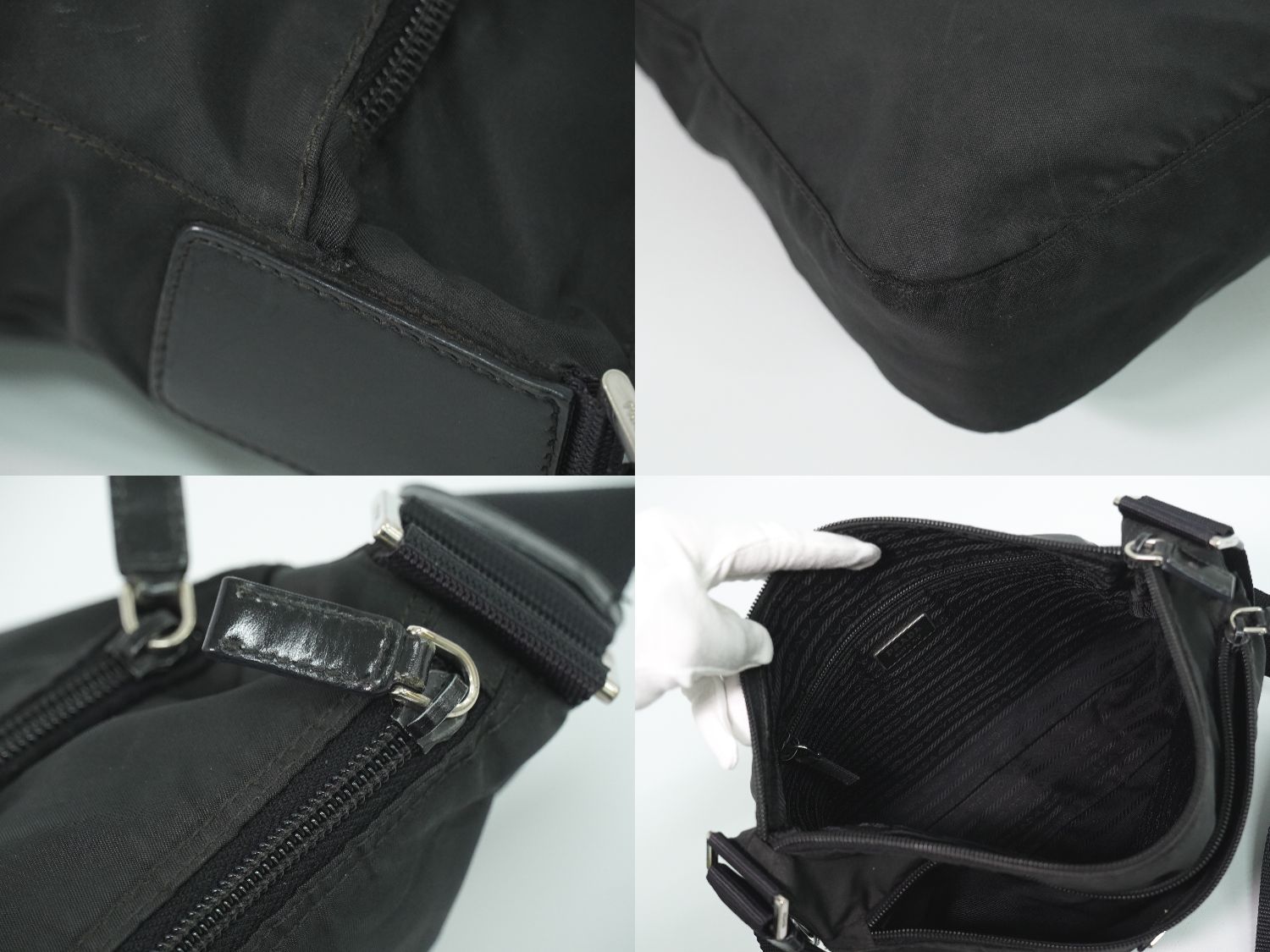 Prada Nylon Shoulder Bag Pochette Black — view 8