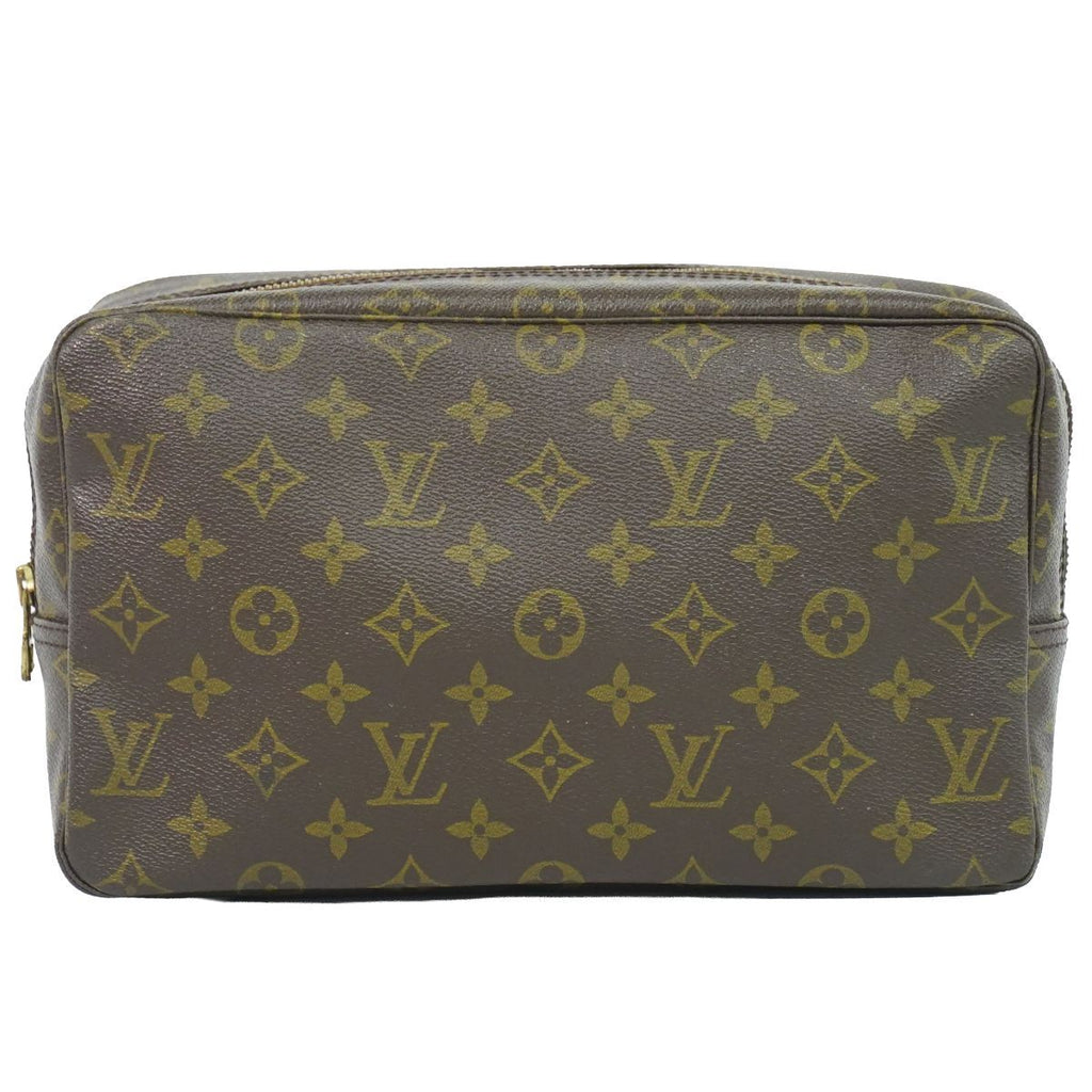 Louis Vuitton LV Trousse Toilet 28 Monogram Pouch Clutch Brown
