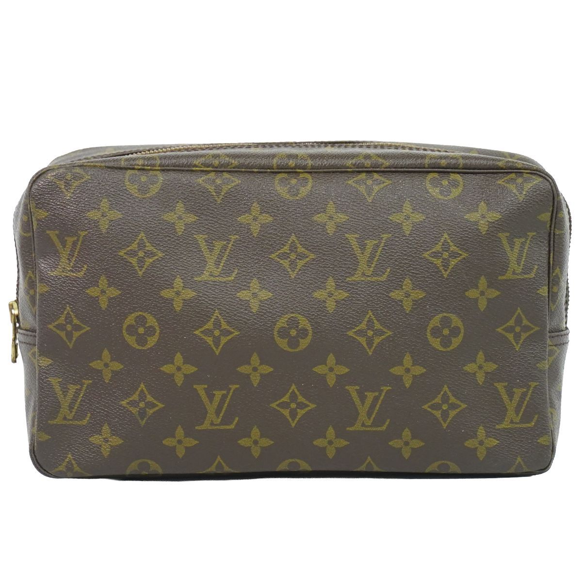 Louis Vuitton LV Trousse Toilet 28 Monogram Pouch Clutch Brown