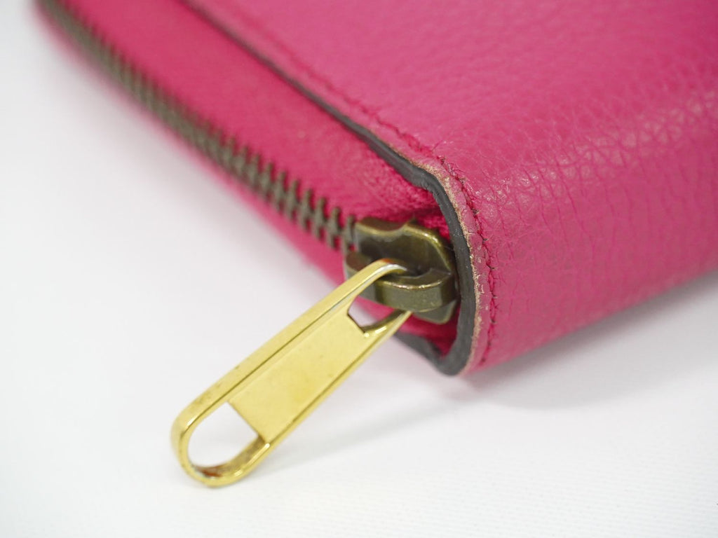 Gucci Vintage Logo Zip Around Wallet Leather Pink — view 6