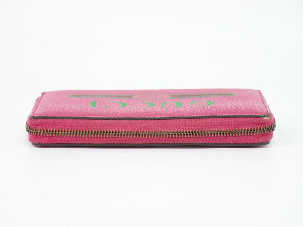 Gucci Vintage Logo Zip Around Wallet Leather Pink — view 5