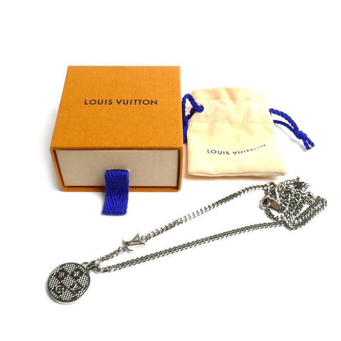 Louis Vuitton Metal Pendant Damier Staple Necklace 45 50 55 cm — view 7