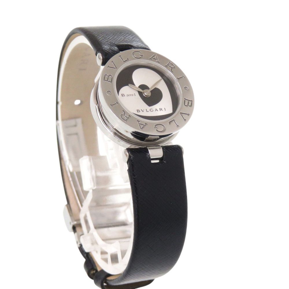 Bvlgari Double Heart SS Leather Black Quartz Watch Dial — view 4